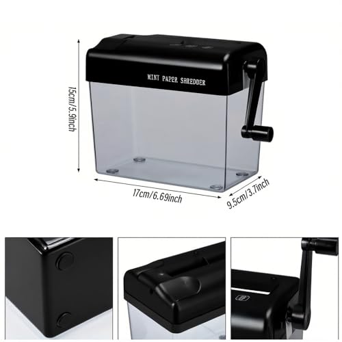 Manual Hand Shredder Mini Portable Shredder for A6 Sheets Hand Crank Paper Shredder for Office School Home Invoices Small Notes Letters Folded A4 Portrait