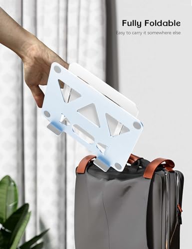 Aoviho Adjustable Laptop Stand for Desk,Portable Laptop Stand Holder and Riser,Foldable Aluminum Notebook Computer Stands for MacBook Air Pro HP Lenovo Dell Samsung, 10-15.6 inch (Sky Blue-Silver) - color: Sky Blue-Silver