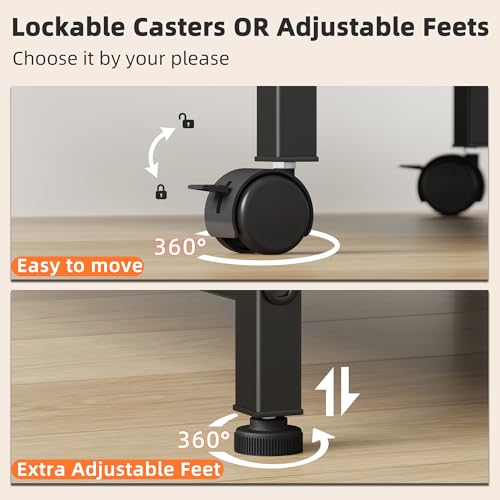 YAOHUOO 3 Tier Large Printer Stand with Power Outlet/Adjustable Shelf - color: Black, size: 23.6"×19.6"