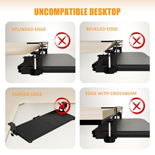 Under Desk Keyboard Tray, Keyboard Holder Drawer with C-Clamp 25.6"x11.8" - color: Black