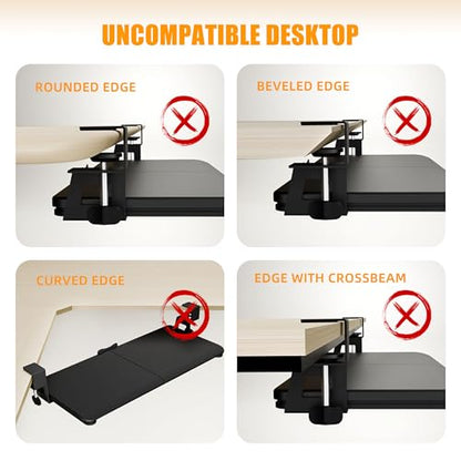 Under Desk Keyboard Tray, Keyboard Holder Drawer with C-Clamp 25.6"x11.8" - color: Black
