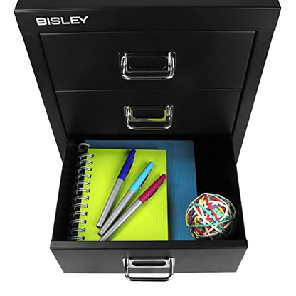 Bisley 3-Drawer Steel MultiDrawer Cabinet - Black - color: Black, size: 3 Drawer