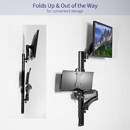 VIVO Black Sit-Stand Wall Mount Counterbalance Height Adjustable Monitor and Keyboard Workstation for Screens up to 27 inches STAND-SIT1K… - color: Black