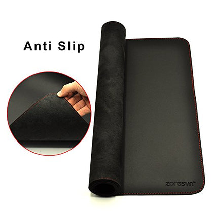 ZORESYN XL Large Mouse Pads (35.4"x15.8") - PU Leather Gaming Mousepad Desk Mat - Nonslip Base and Waterproof Desktop Keyboard Extended Mouse Mat (Black, X-Large) - color: Black, size: 35.4L x 15.8W inches