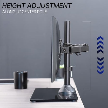 VIVO Freestanding Dual Monitor Stand with Sleek Glass Base and Adjustable Arms, Mounts 2 Screens up to 32 inch and 22 lbs Each, Black, STAND-V002FG - color: Black, size: 13" to 32" Screens