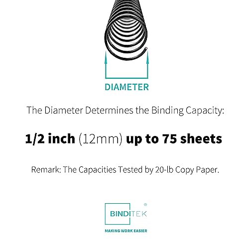 Binditek Metal Spiral Binding Coils, 12 mm, 4:1 Pitch, Black, 30 Pack - size: 12mm, style: 30P , Metal