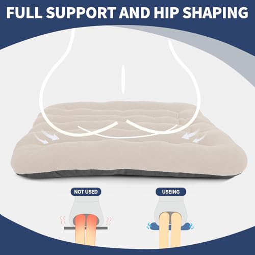 BUYUE Good Support Office Chair Cushion Padded, Soft Velvet Comfortable Non-Slip Seat Cushion for Computer Desk Kitchen Chair (1 Count, Beige) - color: Beige