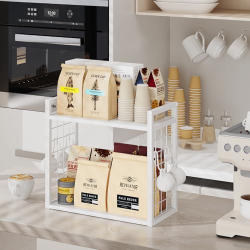 ELITEROO Desk Shelf Organizer, Tiered Wood Desktop Book Shelf, White - color: White