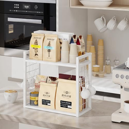ELITEROO Desk Shelf Organizer, Tiered Wood Desktop Book Shelf, White - color: White
