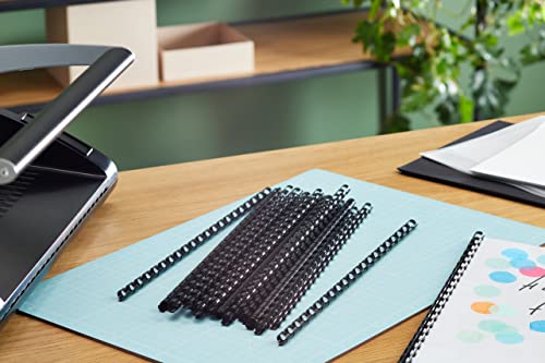 Fellowes Plastic Binding Combs, 8mm A4, 21-40 Sheet Capacity, 21 Rings, Black, Pack of 100 - Compatible with Comb Binding Machines - color: Black, size: 8mm