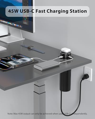 Motorized Pop Up Countertop Outlet with 45W USB C Charging Station | 4AC Outlets & 4 USB & 15W Wireless Charger, 3.15in Hole PopUp Power Electrical Outlets for Kitchen Desktop Counter - color: Black