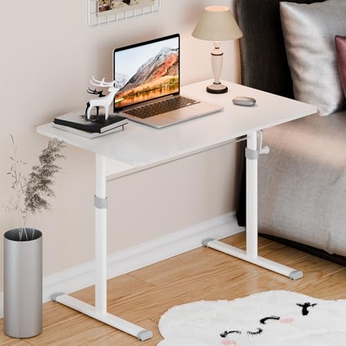 Manual Standing Desk, Game Desk, Hand Crank Hand Lifting Computer Desk, Manual Stand Up Desk White 120 cm
