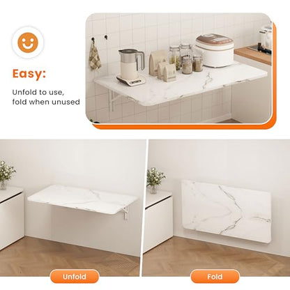 IAE Wall Mounted Folding Desk,Floating Computer Desk for Small Spaces,White | 36x22in engineered wood desktop with metal brackets, folds flat to save space in home office, apartment and laundry room - color: White, size: 36"*22"