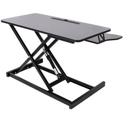 Standing Desk Converter 31.5", Height Adjustable Sit Stand Desk Riser with Keyboard Tray, Gas Spring Stand Up Workstation for Dual Monitors, Laptop & Home Office, Black/White,Black - color: Black