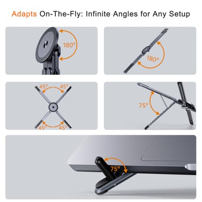 Pocket-Size Laptop Stand for Desk, Magnetic Phone Tablet Holder