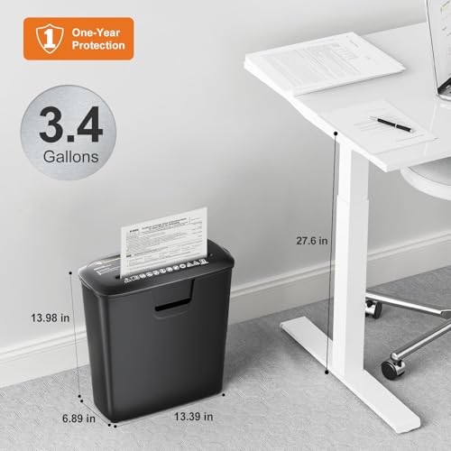 Bonsaii 8-Sheet Strip Cut Paper Shredder for Home, Shred CDs & Credit Cards | 3.4-Gal Wastebasket with Transparent Window, Overheat Protection, Small Shredder for home use,portable shredder, S120-C - size: 8 Sheet (Black)