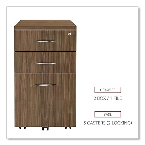 Alera Alera Valencia Series Mobile Pedestal File, Left/Right, 3-Drawer: Box/Box/File, Legal/Letter, Walnut, 15.88 X 20.5 X 28.38