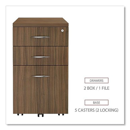 Alera Alera Valencia Series Mobile Pedestal File, Left/Right, 3-Drawer: Box/Box/File, Legal/Letter, Walnut, 15.88 X 20.5 X 28.38