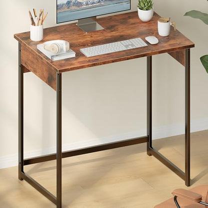 ALISENED 30 Inch Small Computer Desk, Office Desk with Metal Frame, Sturdy and Stable Home Office Desks, Simple Writing Desk for Home Office, Rustic Brown - color: Rustic Brown, size: W-30in