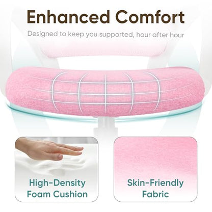 ETONEX Office Chair with Ergonomic Mid Back Cushion Lumbar Support Adjustable Swivel Rolling Computer Gaming Desk Chair Comfy Mesh Seat Wheels Home Executive Use (Pink) - color: Pink