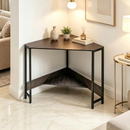 Corner Desk with Outlets and USB Ports, Triangle Desk with Storage