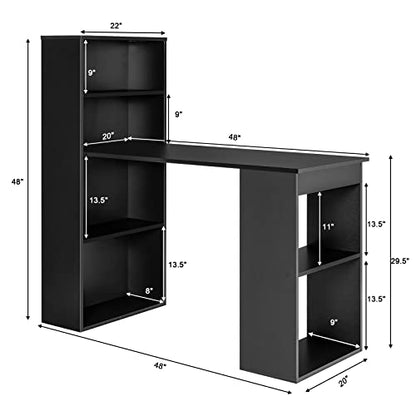 Tangkula Computer Desk with Bookshelf, Writing Study Desk with Storage Shelves & CPU Stand, Modern Compact Computer Workstation for Home & Office, Space-Saving Design (Black) | Bookcase Desk w/Bookshelf Storage Shelves & CPU Stand, Space-Saving Design Mod