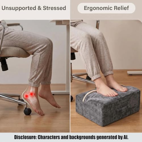 Keep Warm Foot Stool Foot Rest for Under Desk At Work | Office Footrest with Warm Feet Pocket,Ergonomic Under Deskfoot stool Stool for Office Chair & Back &Pain Relief, Dark gray+ - color: Dark Gray+