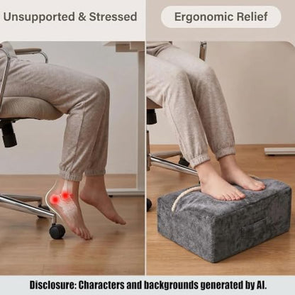 Keep Warm Foot Stool Foot Rest for Under Desk At Work | Office Footrest with Warm Feet Pocket,Ergonomic Under Deskfoot stool Stool for Office Chair & Back &Pain Relief, Dark gray+ - color: Dark Gray+
