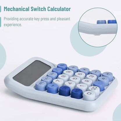 Mr. Pen- Mechanical Switch Calculator, 12 Digit Large LCD Display | Sky Blue with Big Buttons, Mechanical Switch Calculator for Home, School, Office - color: Twilight