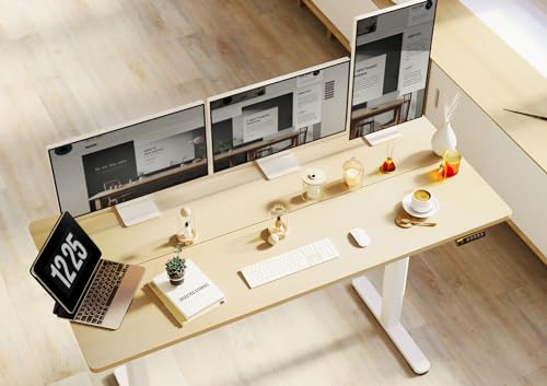 Claiks Electric Height Adjustable Standing Desk, 55x24 Inch, Nature | Smooth Height Adjustment, 3 Memory Presets, Cable Management Hub&Hook, Stable Steel Frame, 176lbs Capacity, Easy Assembly - color: Nature, size: 55