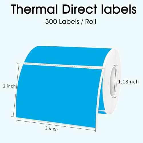 STARLIBOO 2x3 inch Color Direct Thermal Labels for Shipping, Barcodes, Address, Thermal Labels Stickers Compatible with Rollo Label Printer & Zebra- Blue - color: Blue, size: 2*3 inch/1 roll