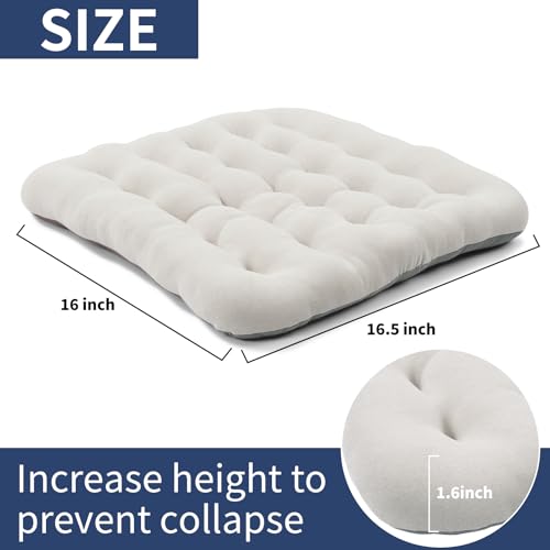 BUYUE Good Support Office Chair Cushion Padded, Soft Velvet Comfortable Non-Slip Seat Cushion for Computer Desk Kitchen Chair (1 Count, Light Gray) - color: Light Gray