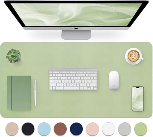 Bloss Green Desk Mat, Mouse Pad, Waterproof Leather Desk Pad, Desk Matt for Desktop, Non-Slip Desk Pad Mat for Office Work/Home (27.6 x 13.8 Inches) - color: Green, size: 27.6" x 13.8"