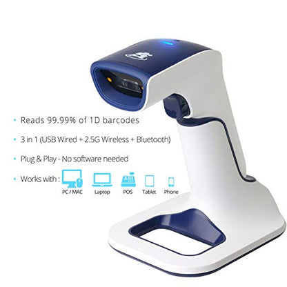 ScanAvenger Wireless Portable 1D with Stand Bluetooth Barcode Scanner: Hand Scanner 3-in-1, Cordless, Rechargeable Scan Gun for Inventory - USB Barcode Reader (1D Only with Next Gen Stand) - style: 1D With Next Gen Stand