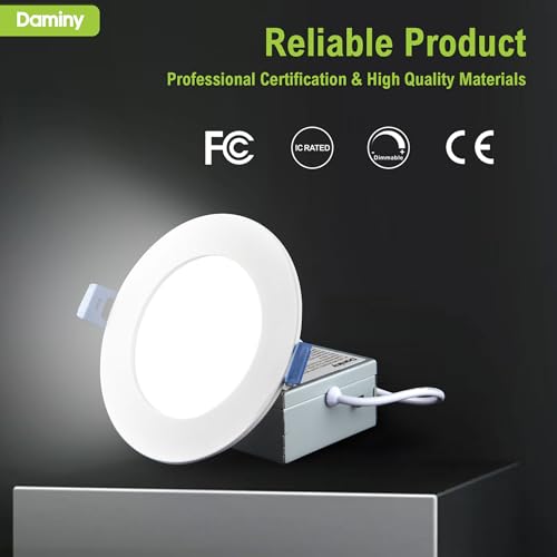 DAMINY 12 Pack 3 Inch LED Recessed Lighting, Canless Wafer Downlight - color: White, size: 3 Inch