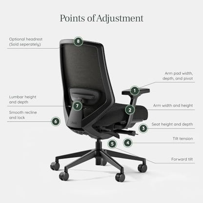 Branch Ergonomic Chair Pro, Mesh Office Chair with 14 Points of Adjustment | Height, Depth and Tilt Adjustable, 5D Armrests, Forward Tilt, Smooth Recline, and Lumbar Support, Black Boucle - color: Black Boucle