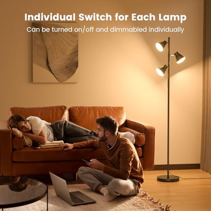 SIBRILLE 36W LED Tree Floor Lamp with Remote for Living Room Bedroom - color: Black