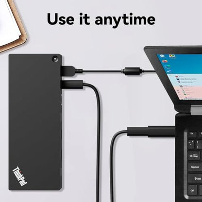 ThinkPad 40AF0135 Universal Hybrid USB-C with USB-A Adapter Docking Station for Lenovo Laptops, Dual Monitor, Comes with ITSPWR HDMI 4K Cable + 50 Cable Ties - style: HDMI Cable + Cable Ties