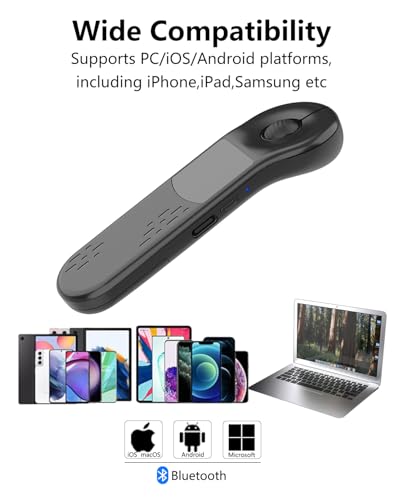 Air Mouse Rechargeable Wireless Presenter with Touchpad for PC/Laptop/iOS/Android, Bluetooth Remote Control for PowerPoint/Keynote/TikTok/Camera/Kindle App (Black) - color: Black