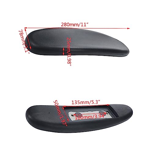 Wealrit 2 PCS Office Chair Arm Pads, Armrest Pad Universal 4" Mounting Hole | PU Office Chair Part, Armrest Replacement Cushions, Ergonomic Elongated Shape