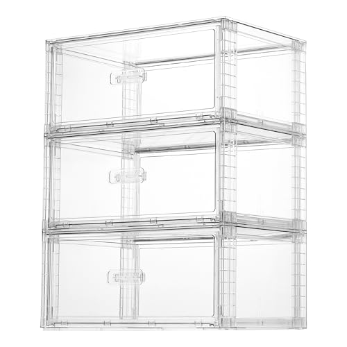 Vtopmart 3 Pack Large Clear Stackable Storage Drawers 23QT | Easily Assemble Plastic Closet Storage Bins, Dust-Proof UnderBed Organizer for Clothing, Sweater Organization - style: 3pk Large