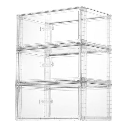 Vtopmart 3 Pack Large Clear Stackable Storage Drawers 23QT | Easily Assemble Plastic Closet Storage Bins, Dust-Proof UnderBed Organizer for Clothing, Sweater Organization - style: 3pk Large