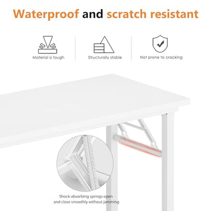 DlandHome 39.4 Inch Small Folding Computer Desk for Home Office, White - color: White + White, size: 39 Inches