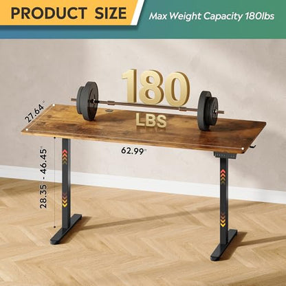 DEVAISE 63 Inch Standing Desk with Split Top, Computer Desk, Rustic Brown - color: Rustic Brown, size: 63 Inch