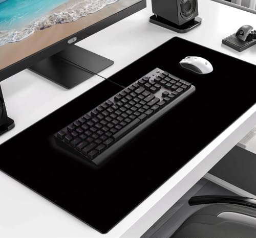 Large Black Computer Mouse Pad, Office Non Slip Gaming Desktop Keyboard Pad | Large Extended Mouse Pad; Full Desk Coverage; Waterproof Coating; Stable Anti-Slide Base For Gaming, Office, Study Daily Use - color: Black