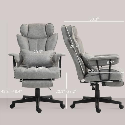 HOMCOM Massage Executive Office Chair 6 Vibration Points 400LBS Gray - color: Grey