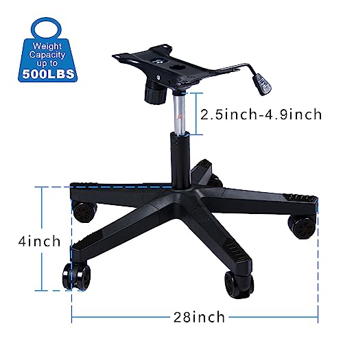 Frassie 28" Gaming Chair Base Replacement Set with Plate, Cylinder, Wheels | Heavy Duty Nylon Gamer Chair Base Replace Kit with 5 Casters Black - color: Black
