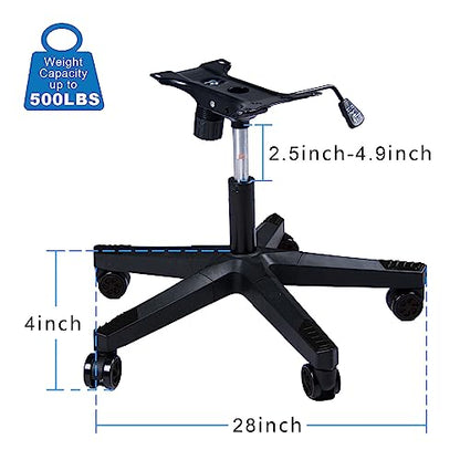 Frassie 28" Gaming Chair Base Replacement Set with Plate, Cylinder, Wheels | Heavy Duty Nylon Gamer Chair Base Replace Kit with 5 Casters Black - color: Black