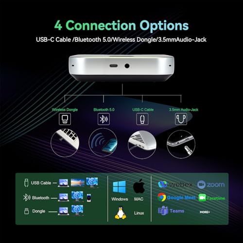TONGVEO 4K AI 10X PTZ Conference Camera System＆ Bluetooth Speakerphone | 10X Optical Zoom 4K Video Camera, AI Auto Tracking 116° Wide-Angle, 16.4ft Audio Pickup Microphone for Church Worship - color: Silver