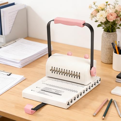 Vagbstu Cinch Book Binding Machine,2:1Spiral Binding Machine with Slide Ruler Compatible with Wire or Spiral Coils,20 Sheet Circular Punch Capacity for DIY Notebooks, Albums, Journals, and Calendars